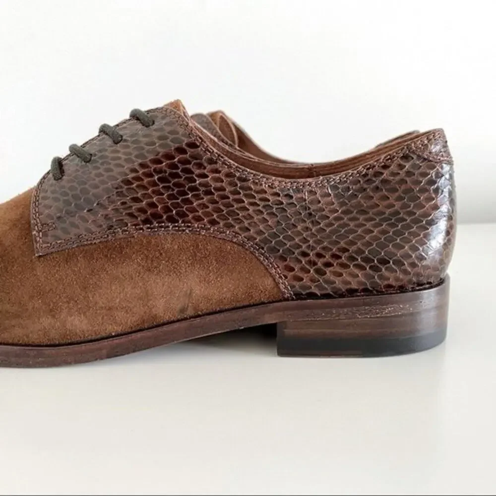 New FRYE Brown Leather Lace Up Oxford Shoes Size 6.5M